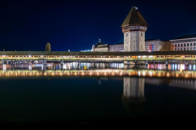 The Kapell Bridge with water tower over the Reuss