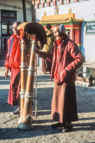 Monks in the Yiga Choeling Monastery in Darjeeling