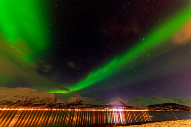 Aurora over the Lyngenfjord Alps