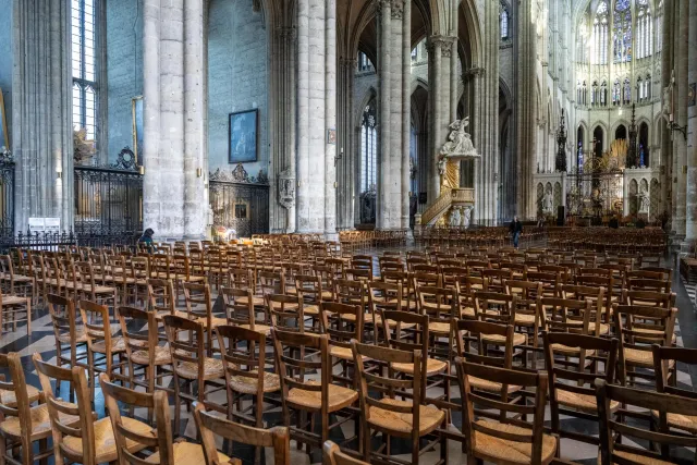 In the nave of the Cathedral of Amiens